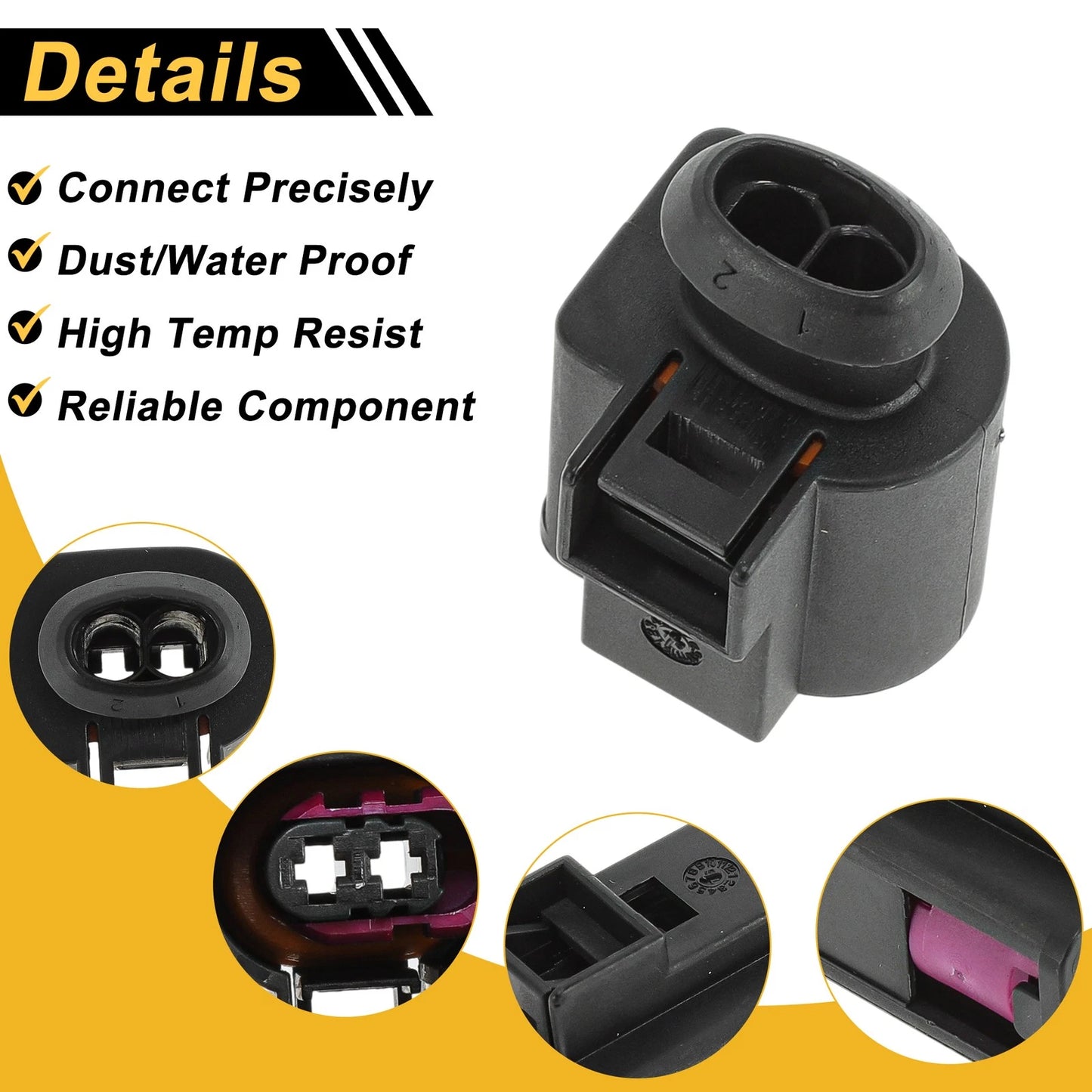 2 Pin Horn Fuel Injector Connector Plug for Volkswagen Golf (1999–2006)