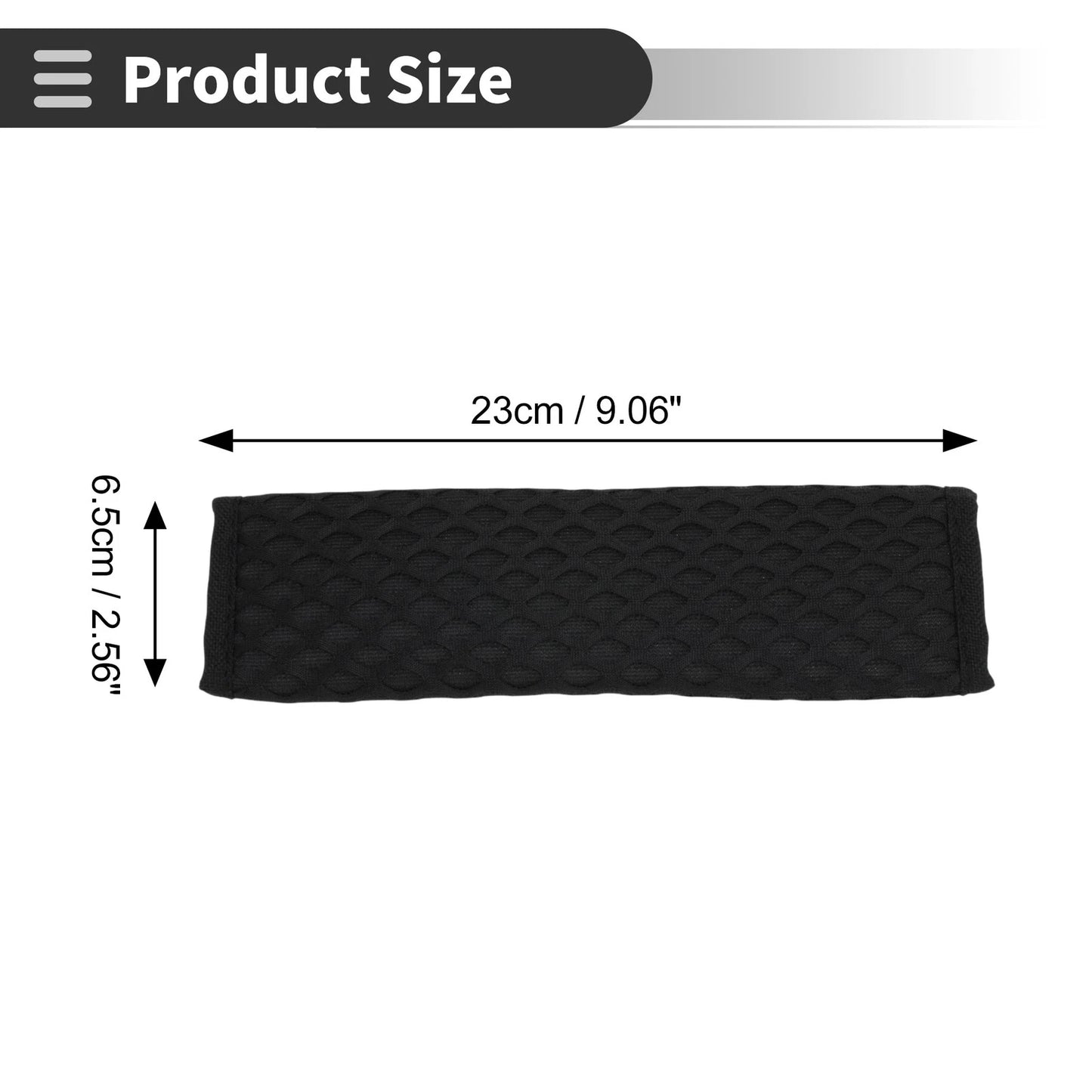 Set of 2 Black Seat Belt Cover Pads for Universal Fit (23cm)