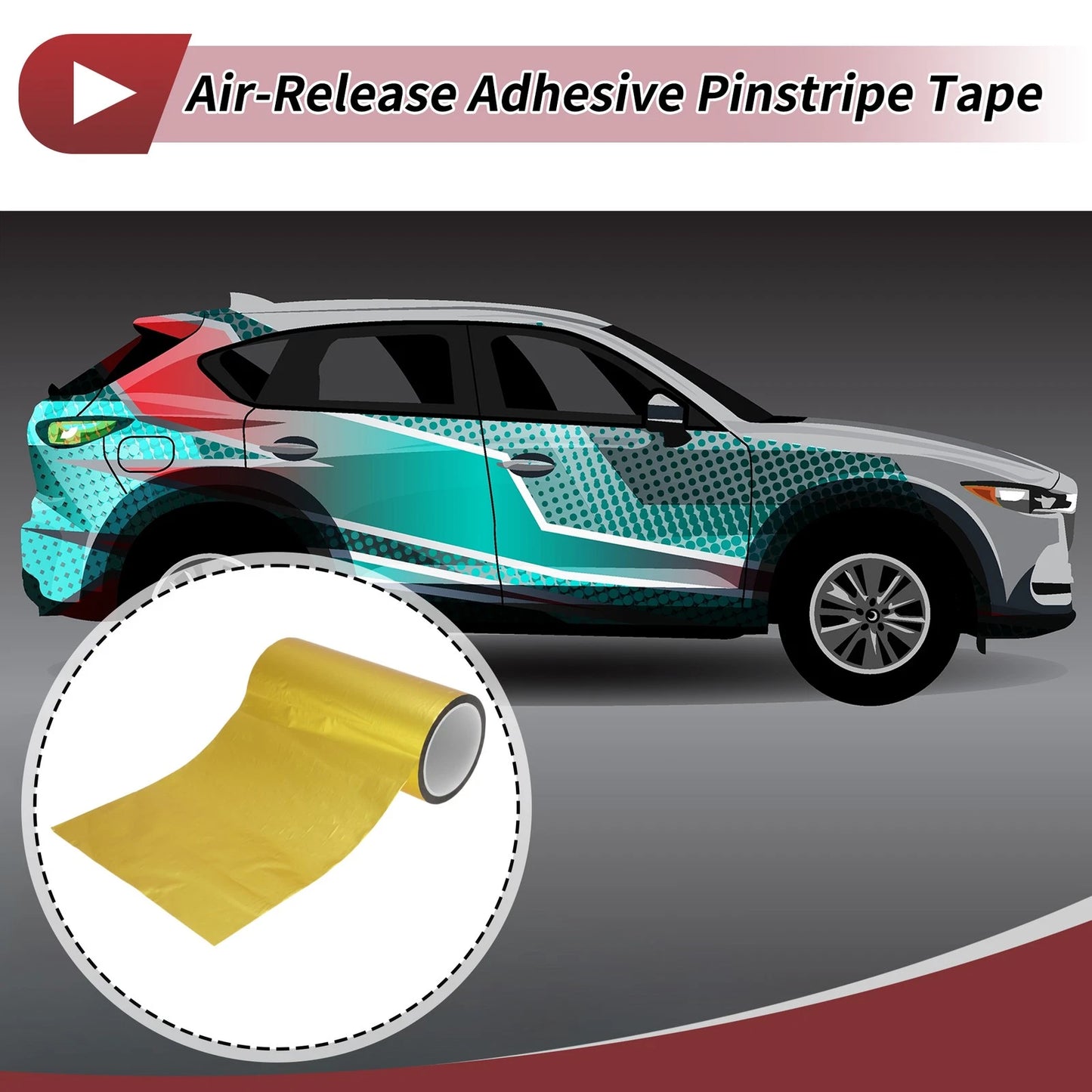 Pinstripe Tape 180mmx50m for Car Motorcycle Boat Matte Gold Tone (1 Pcs)
