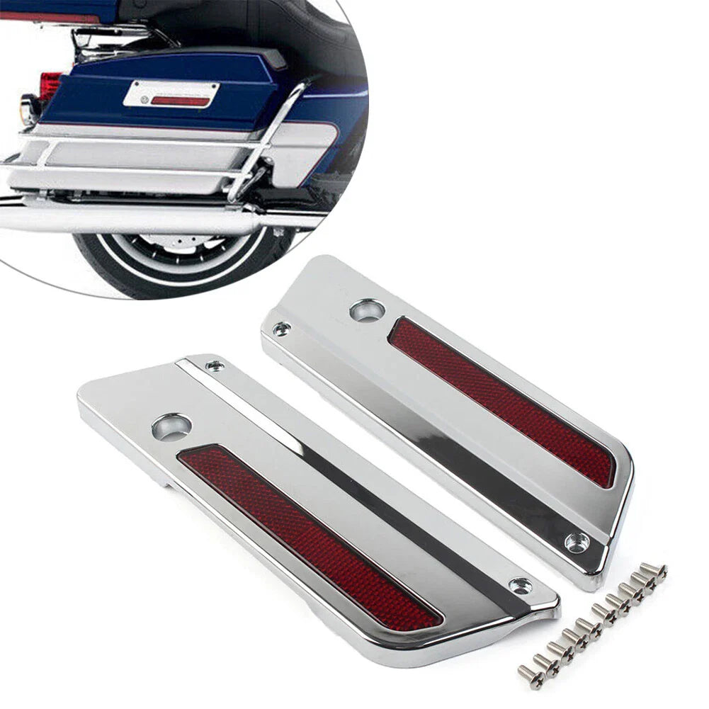 Saddlebag Latch Plate Covers with Red Reflectors for Harley Touring (1993-2013)