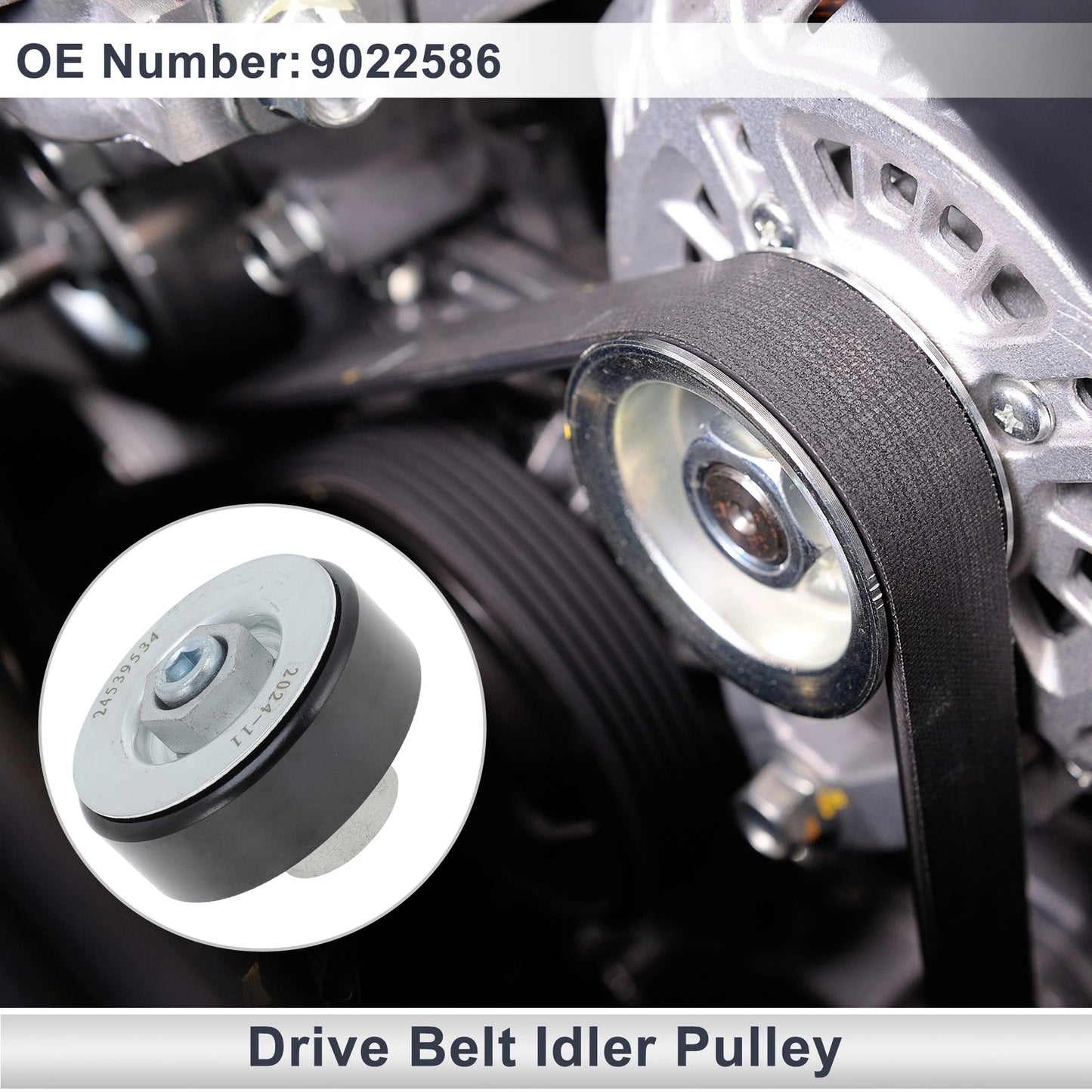 Drive Belt Idler Pulley for Chevrolet Spark (2010–2015) No. 9022586 Black