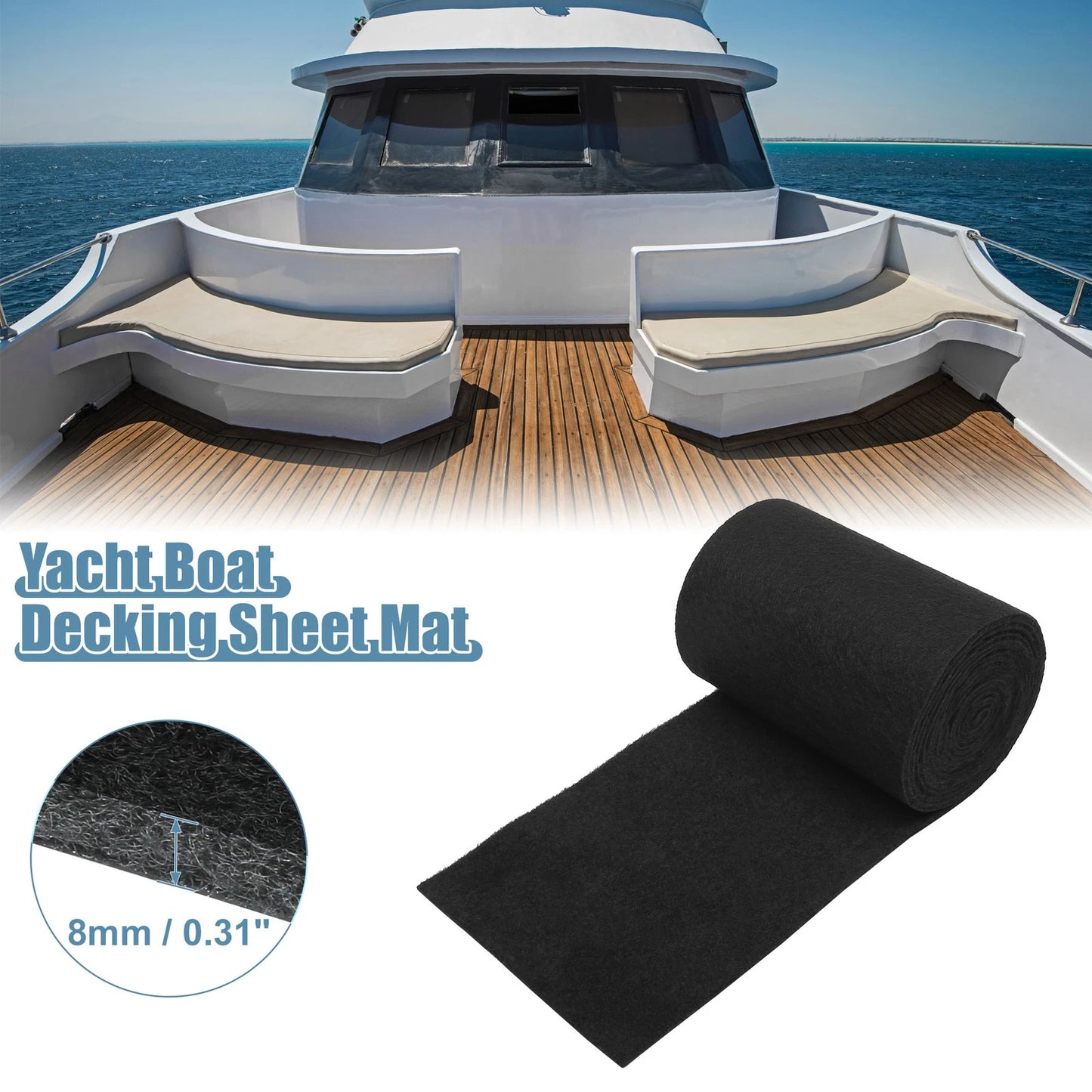 Boat Carpet Decking Sheet Mat Non-Slip for Boat Trailers (157"x8"x0.31")