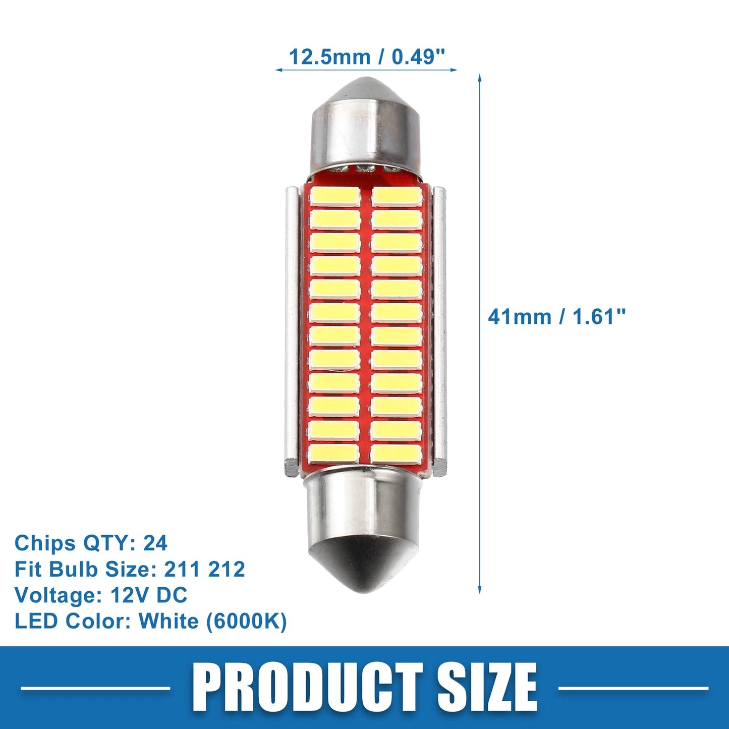 Set of 10 LED Festoon Lights 41mm 211 212 24SMD 4014 Chipsets