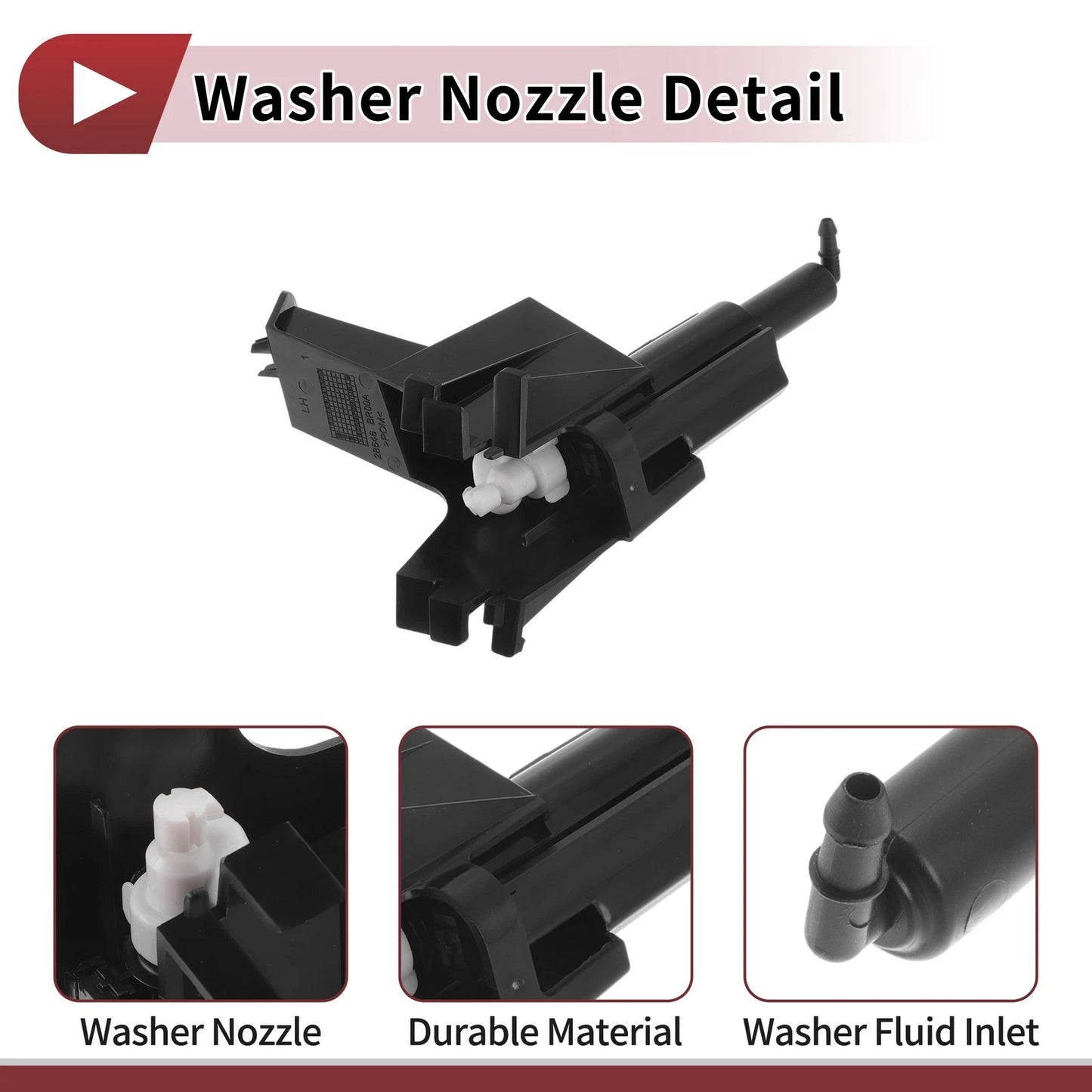Front Driver Side Headlight Washer Nozzle for Nissan Qashqai J11 (2014–2023) No. 28646BR00A