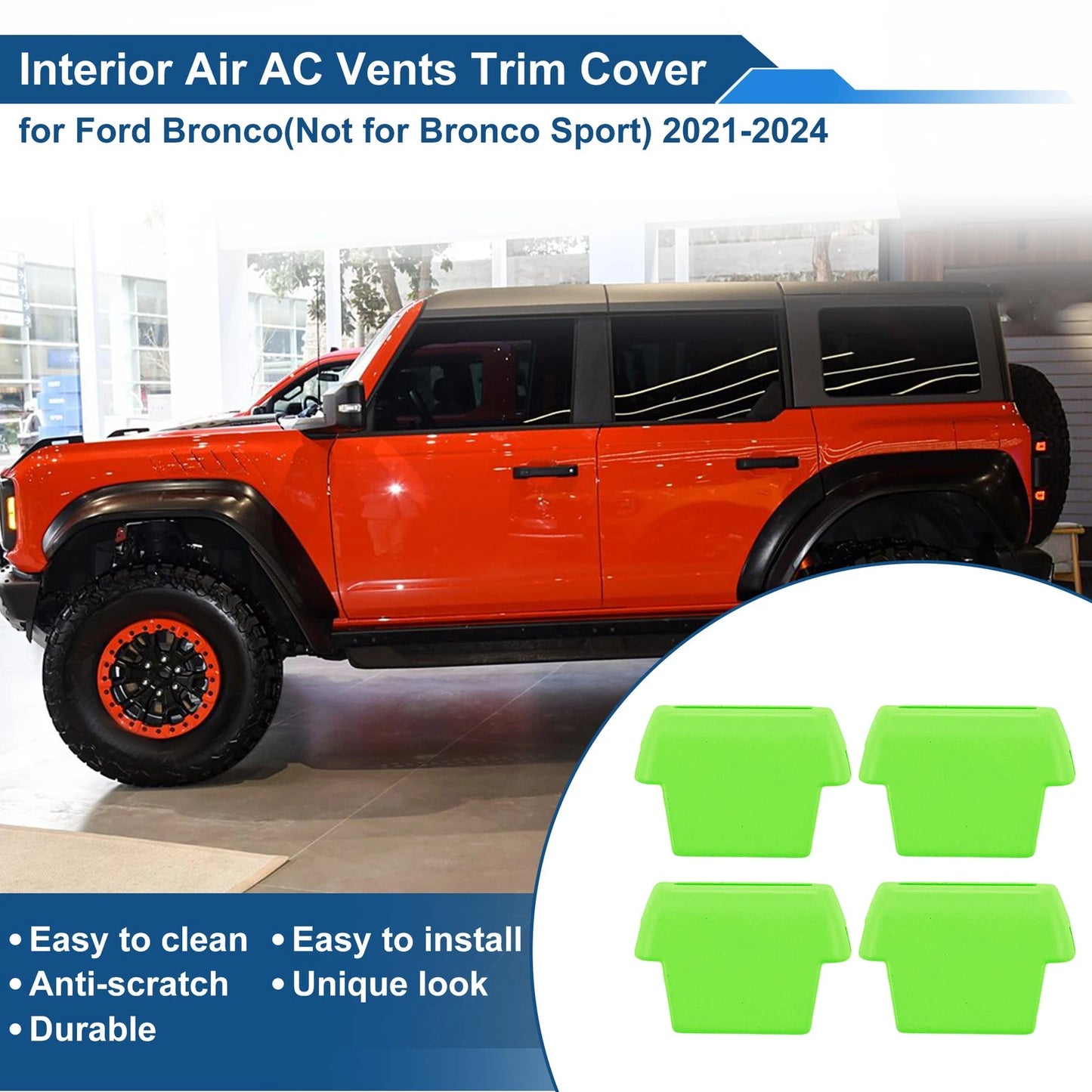 Set of 4 Air Condition Outlet Vent Trim Cover Frames for Ford Bronco (2021–2024)