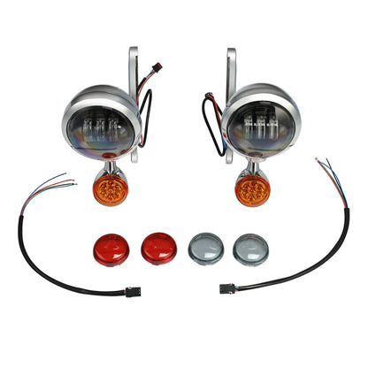 4.5" LED Fog Light Bracket & Turn Signals for Harley Road King FLHX (1994-2024)