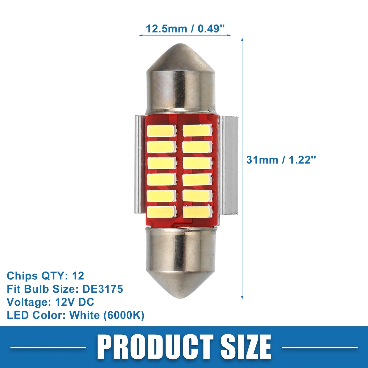 Set of 10 LED Festoon Lights 31mm DE3175 12SMD 4014 Chipsets