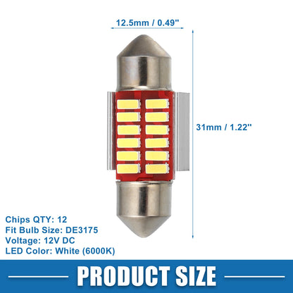 Set of 10 LED Festoon Lights 31mm DE3175 12SMD 4014 Chipsets