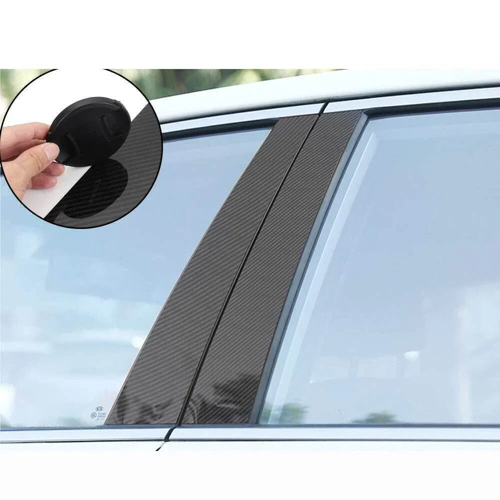 6 x Carbon Fiber Window Pillar Trim Cover for Jeep Compass (2017–2023)