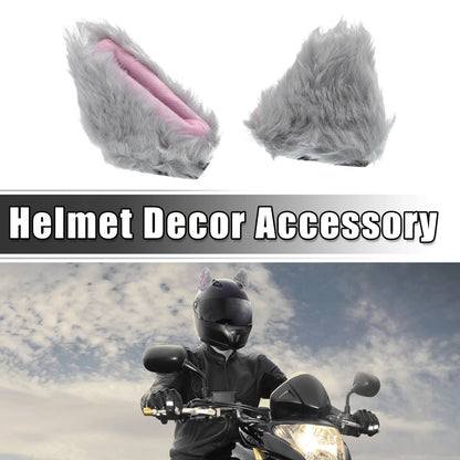 Plush Cat Ears Helmet Decor for Bicycle Motorcycle (1 Pair)
