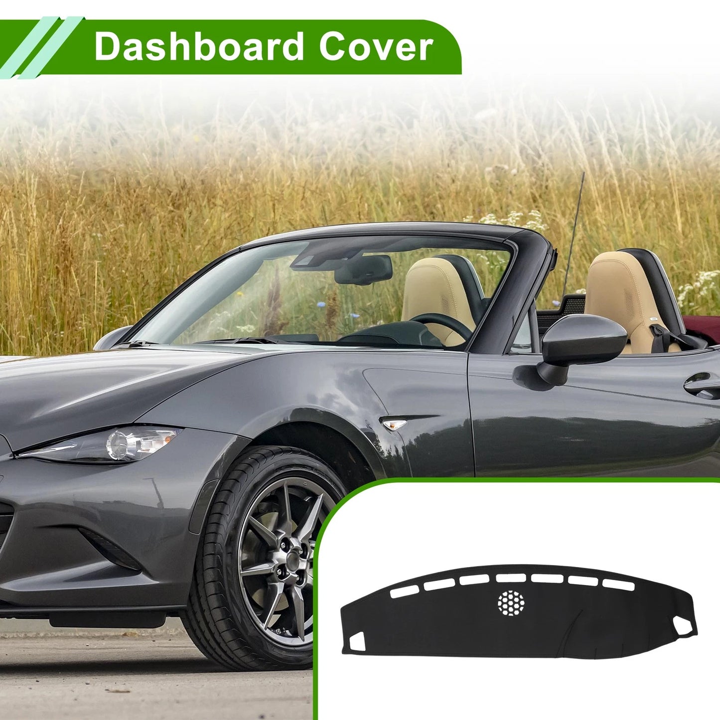 Dashboard Cover for Mazda MX-5 NC (2005–2015) Faux Leather Black 1 Pc