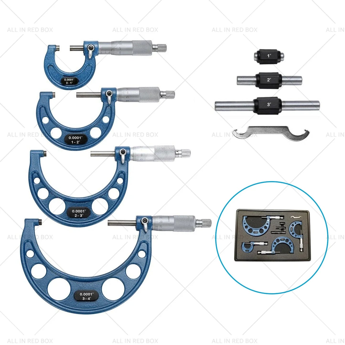 0-4in Outside Micrometer Set with Calibration Standards Tool