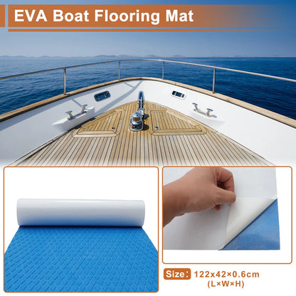 Self-Adhesive Boat Flooring Strip for Various Models (48" L x 17" W, Blue)