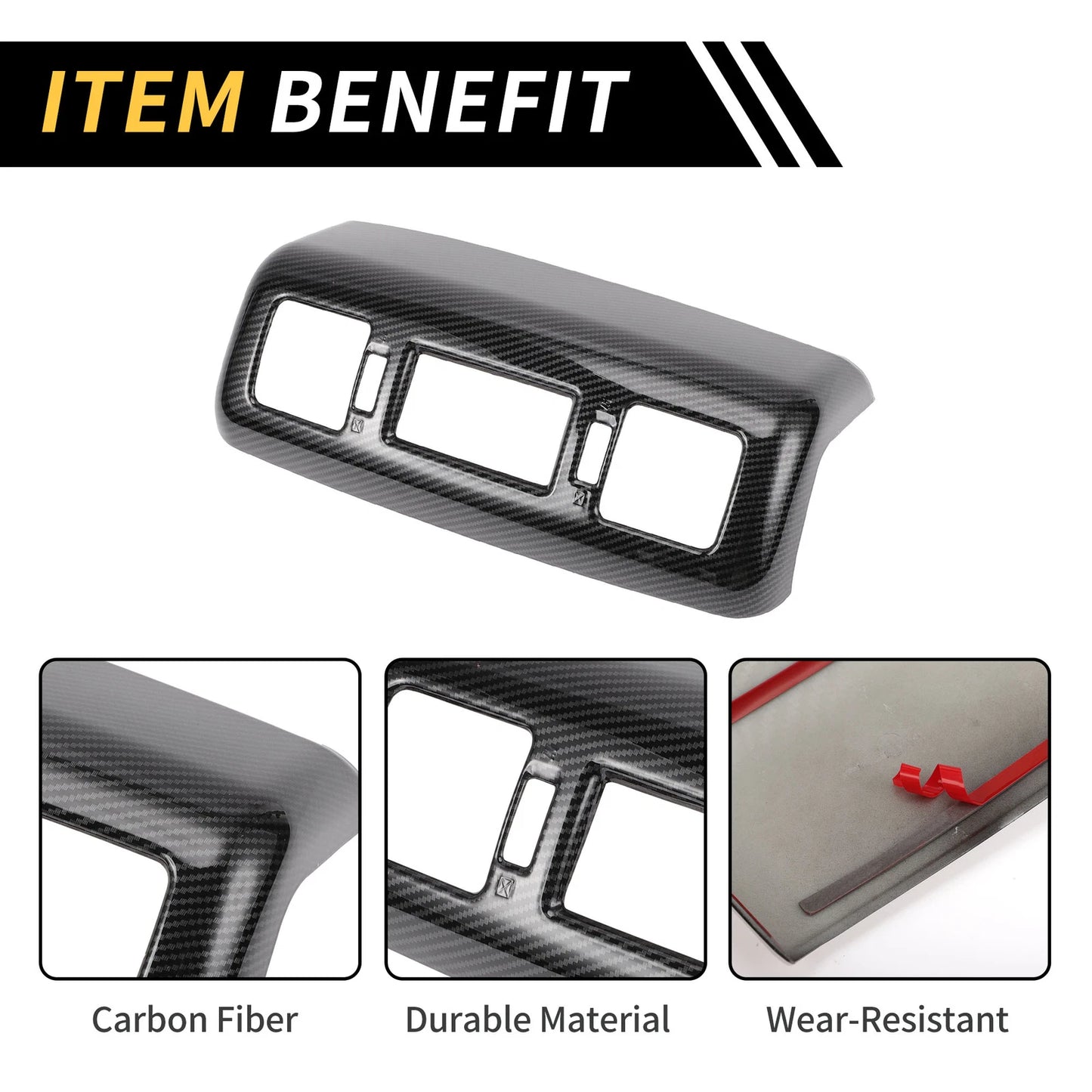 Carbon Fiber Pattern Rear Central Armrest AC Vent Cover for Toyota Tundra (2014–2021)