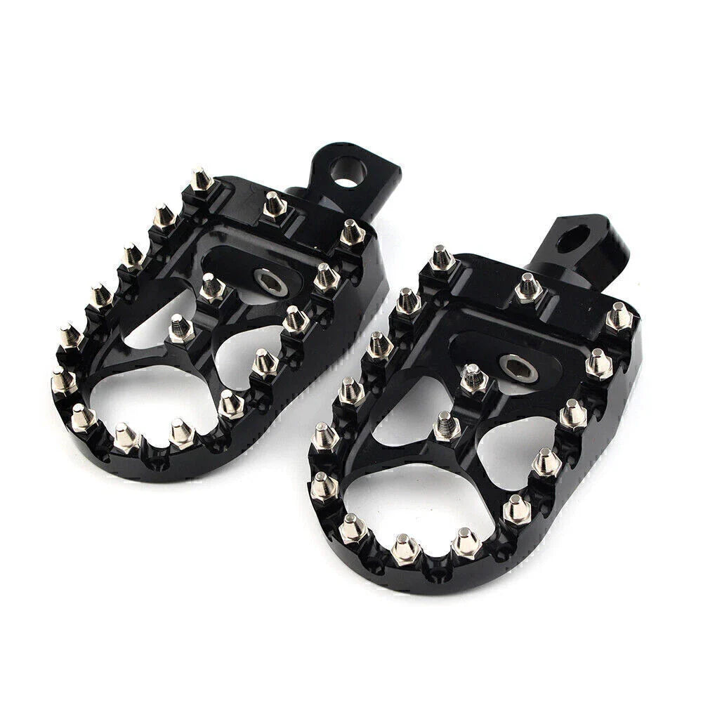 Wide Black Foot Pegs MX Style for Harley Dyna Sportster Iron 883 Fatboy (2004-2023)