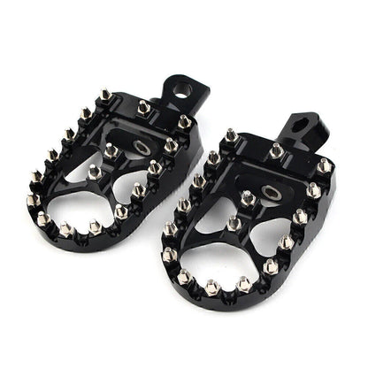 Wide Black Foot Pegs MX Style for Harley Dyna Sportster Iron 883 Fatboy (2004-2023)