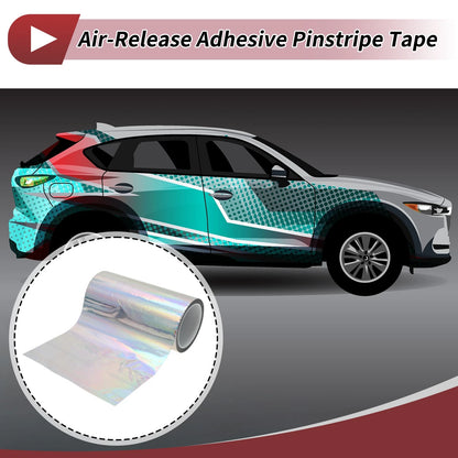 Pinstripe Tape 180mmx50m for Car Motorcycle Boat Laser Silver Tone (1 Pcs)