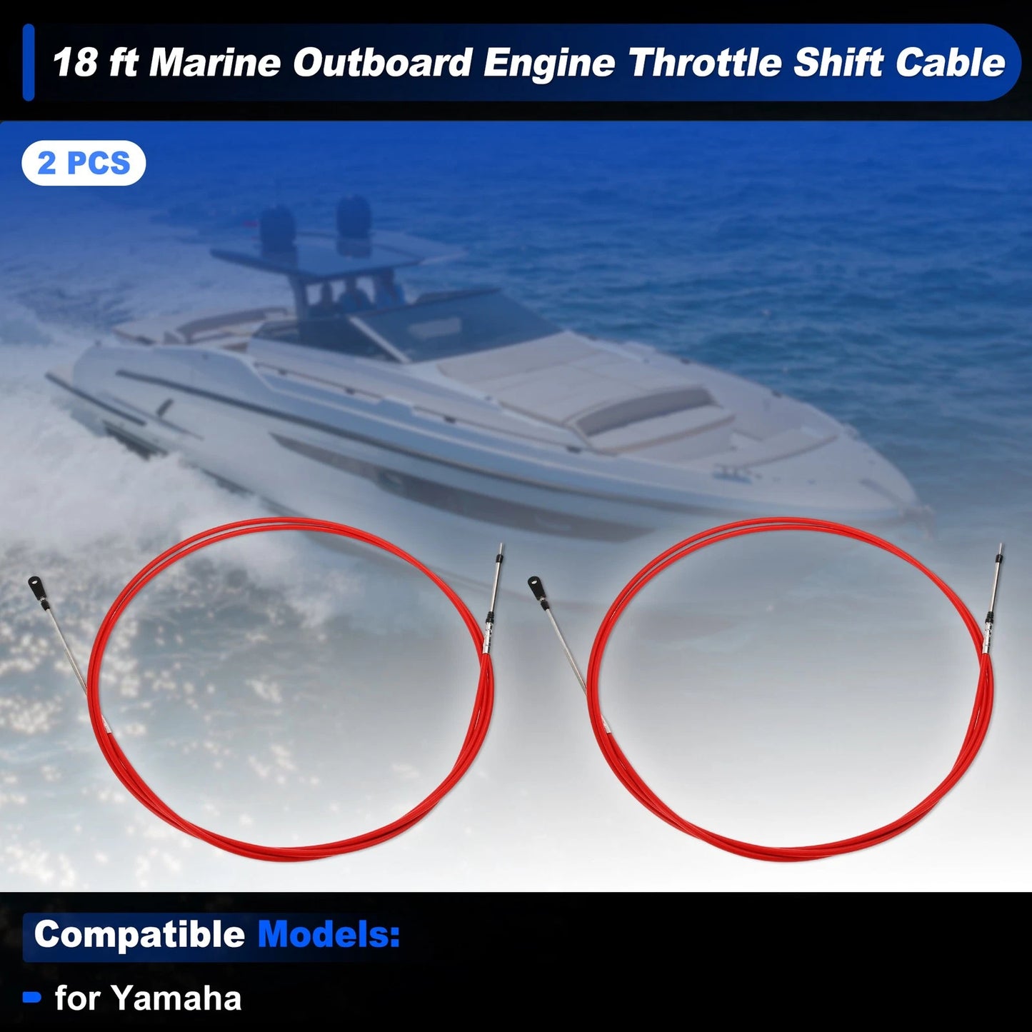 2 pcs Throttle Shift Control Cable for Yamaha Boat (18 ft)