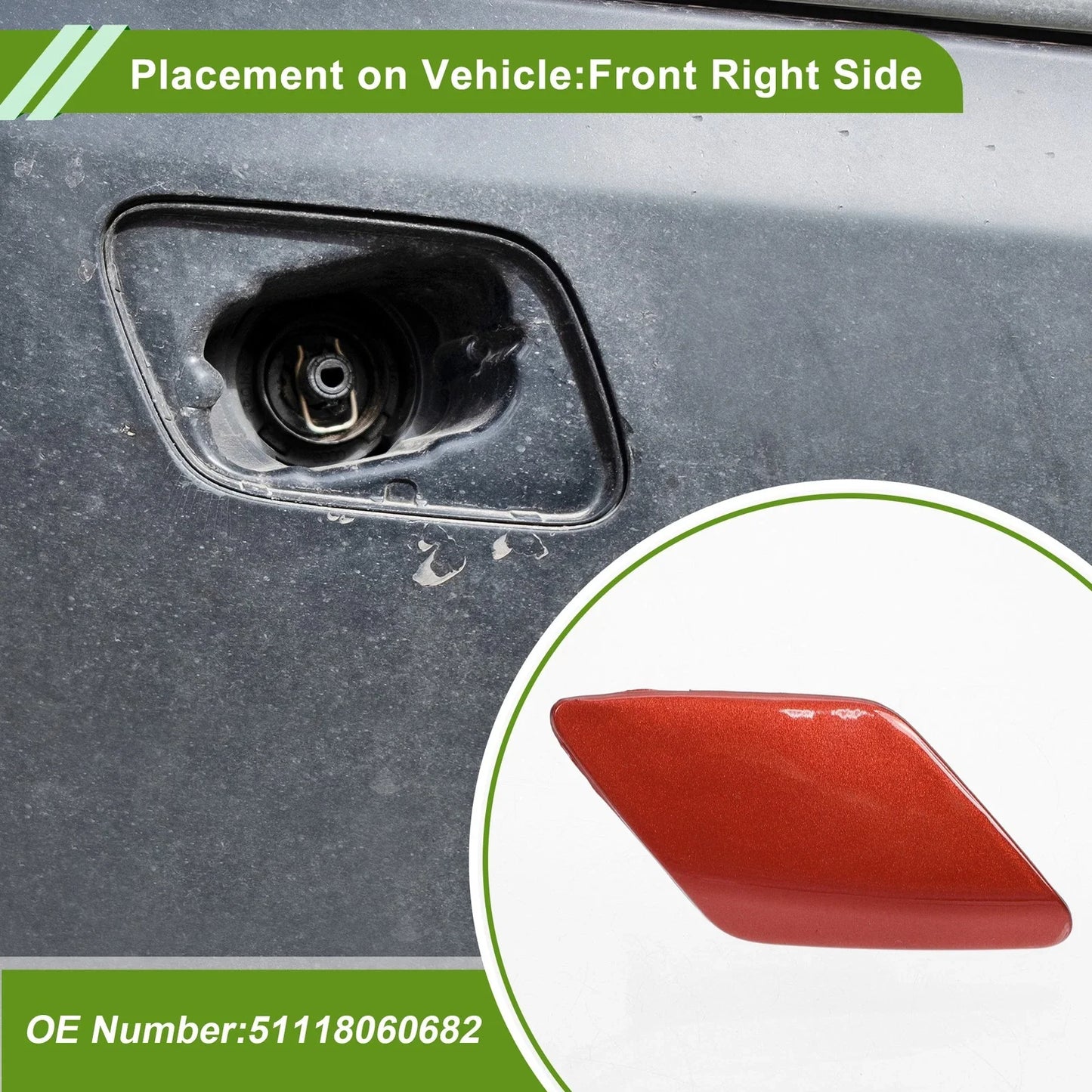 Front Right Washer Nozzle Cover Cap for BMW 428i (2014-2016) Red