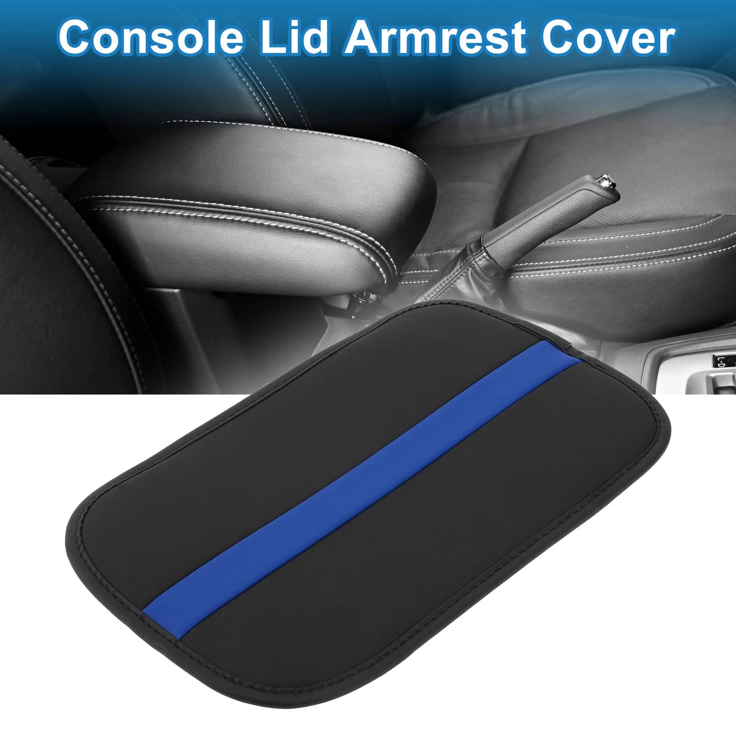 Armrest Cushion Pad for Car (12.20"x7.48", Microfiber Leather, Black)