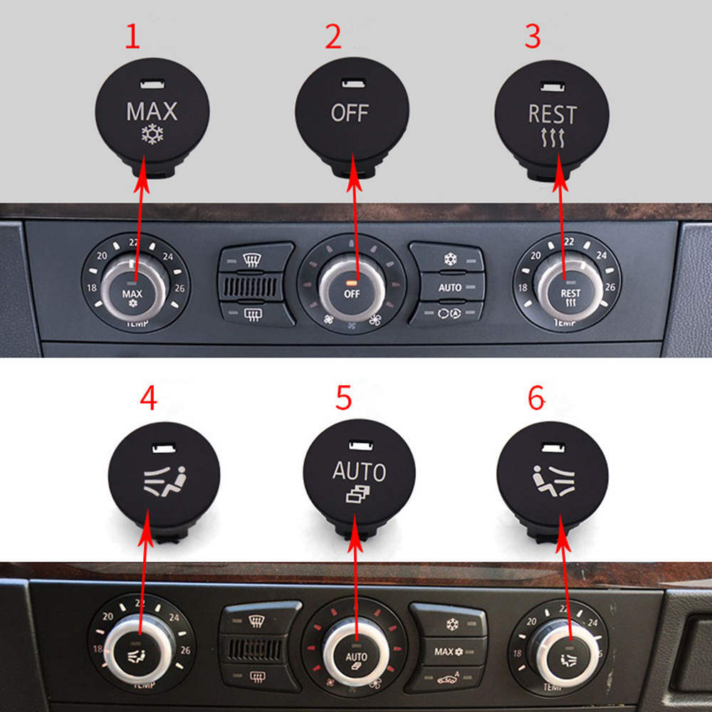Set of 4 A/C Control Knob Covers for BMW 5 Series E60 E63 E64 (2005–2010)