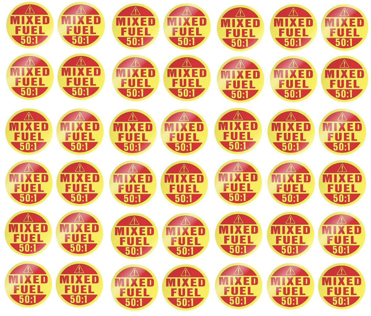 Set of 42 Weatherproof Fuel 50:1 Stickers for Commercial Use