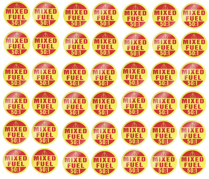 Set of 42 Weatherproof Fuel 50:1 Stickers for Commercial Use