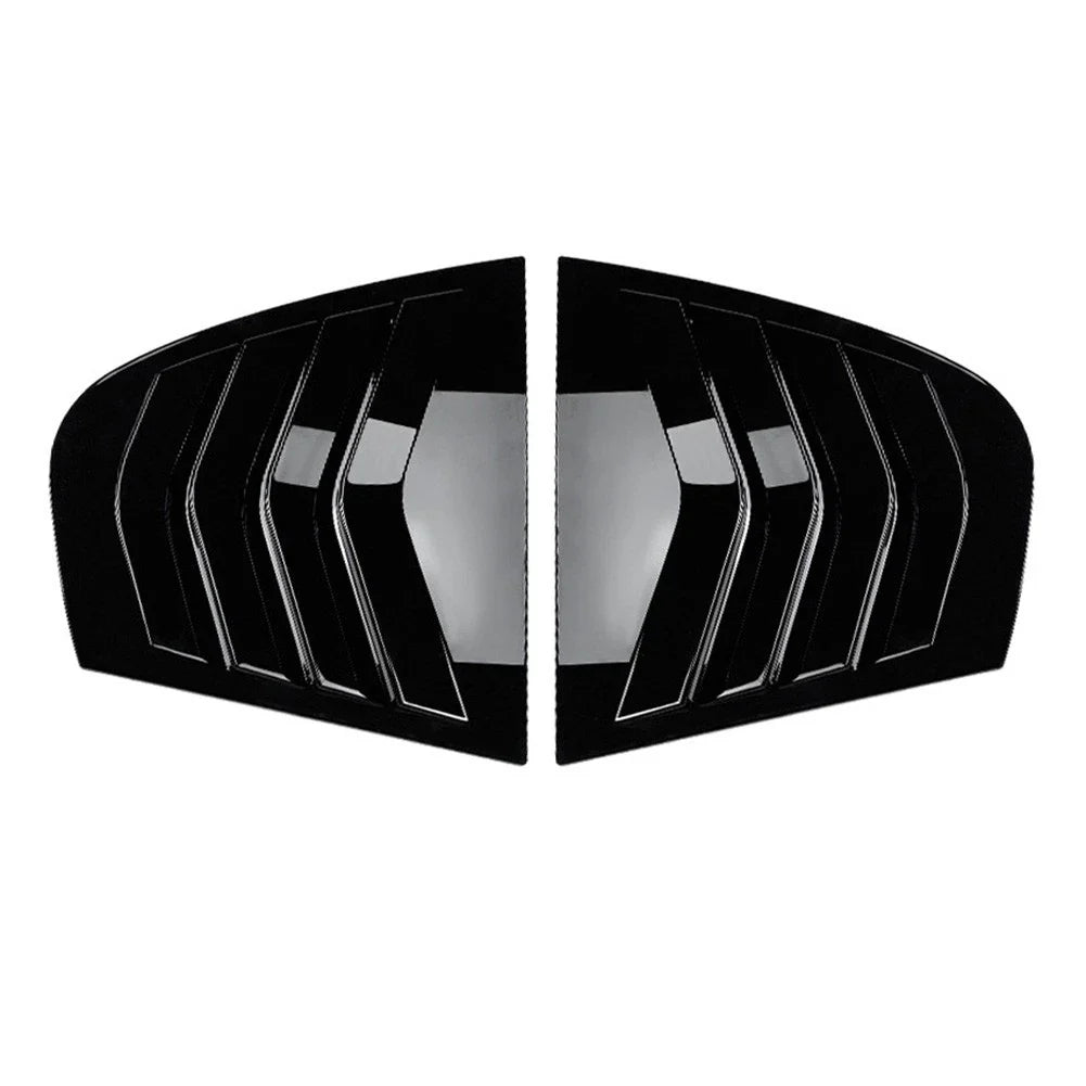 2 x Gloss Black Rear Side Glass Shutter Covers for Car