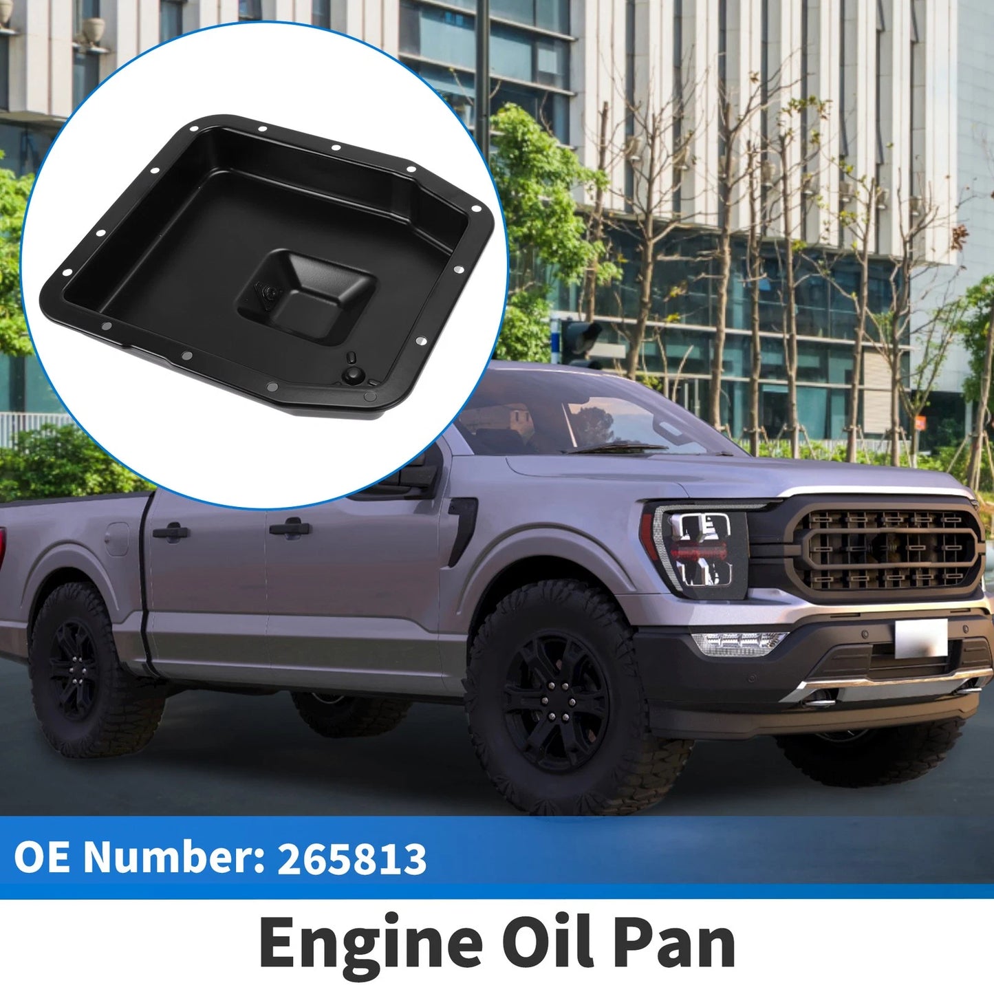 1 Pc Engine Oil Pan No.265813 for Ford F-150 (1994–2003) Iron Black