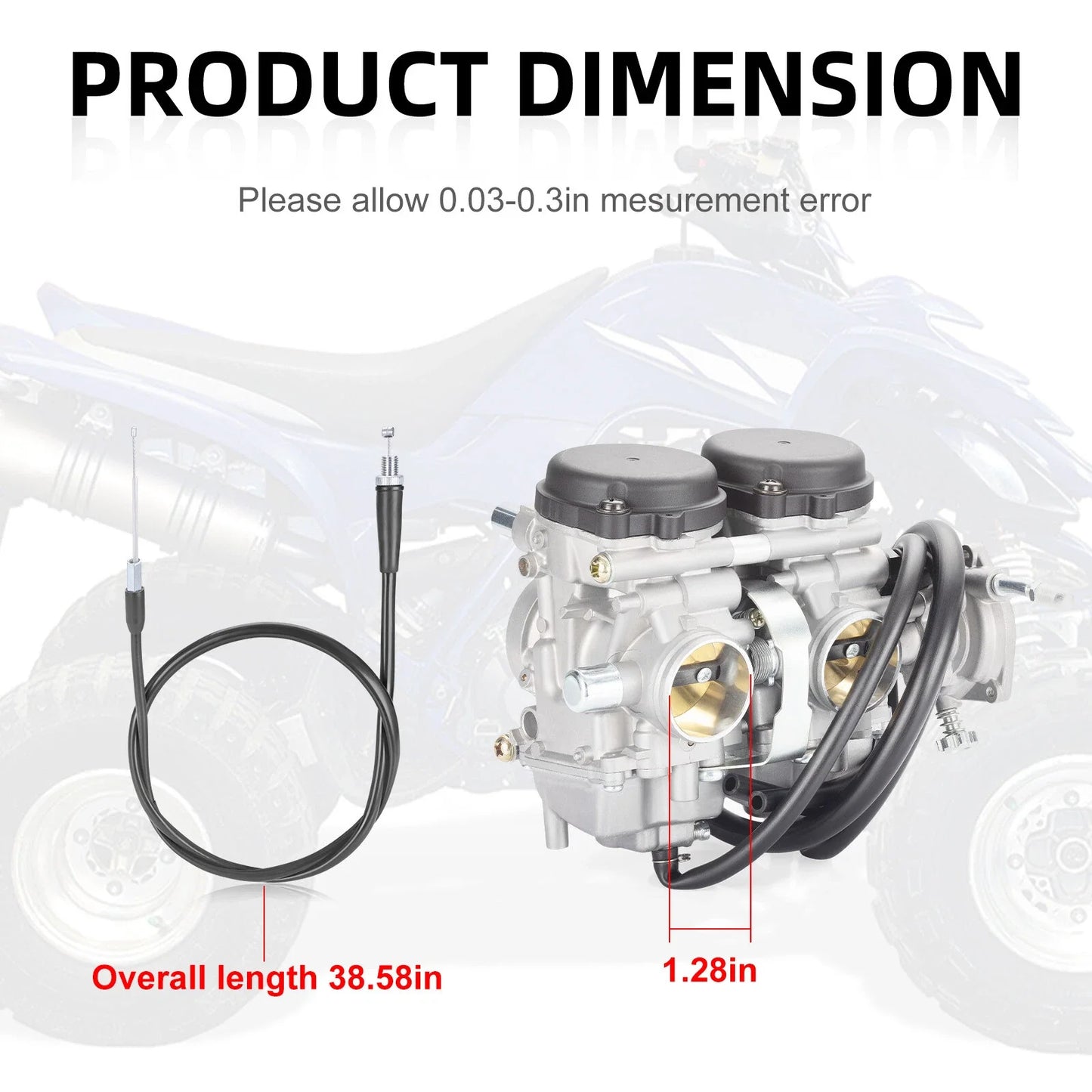 2x Carburetor Manifold+Throttle Cable for Yamaha Raptor 660 YFM660R (2001–2005)
