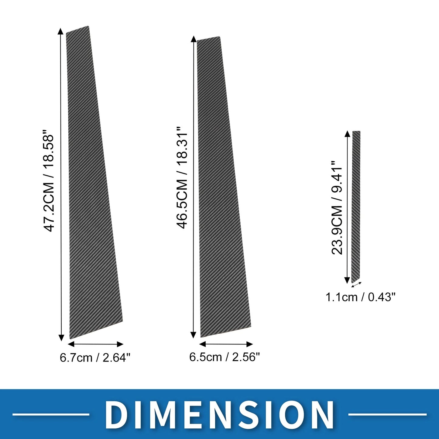 Set of 6 Door Pillar Window Trim for Toyota Camry (2002–2006) Carbon Fiber