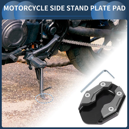 Side Stand Plate Pad for Motorcycle (Set of 1) - Aluminum Alloy, Titanium Tone