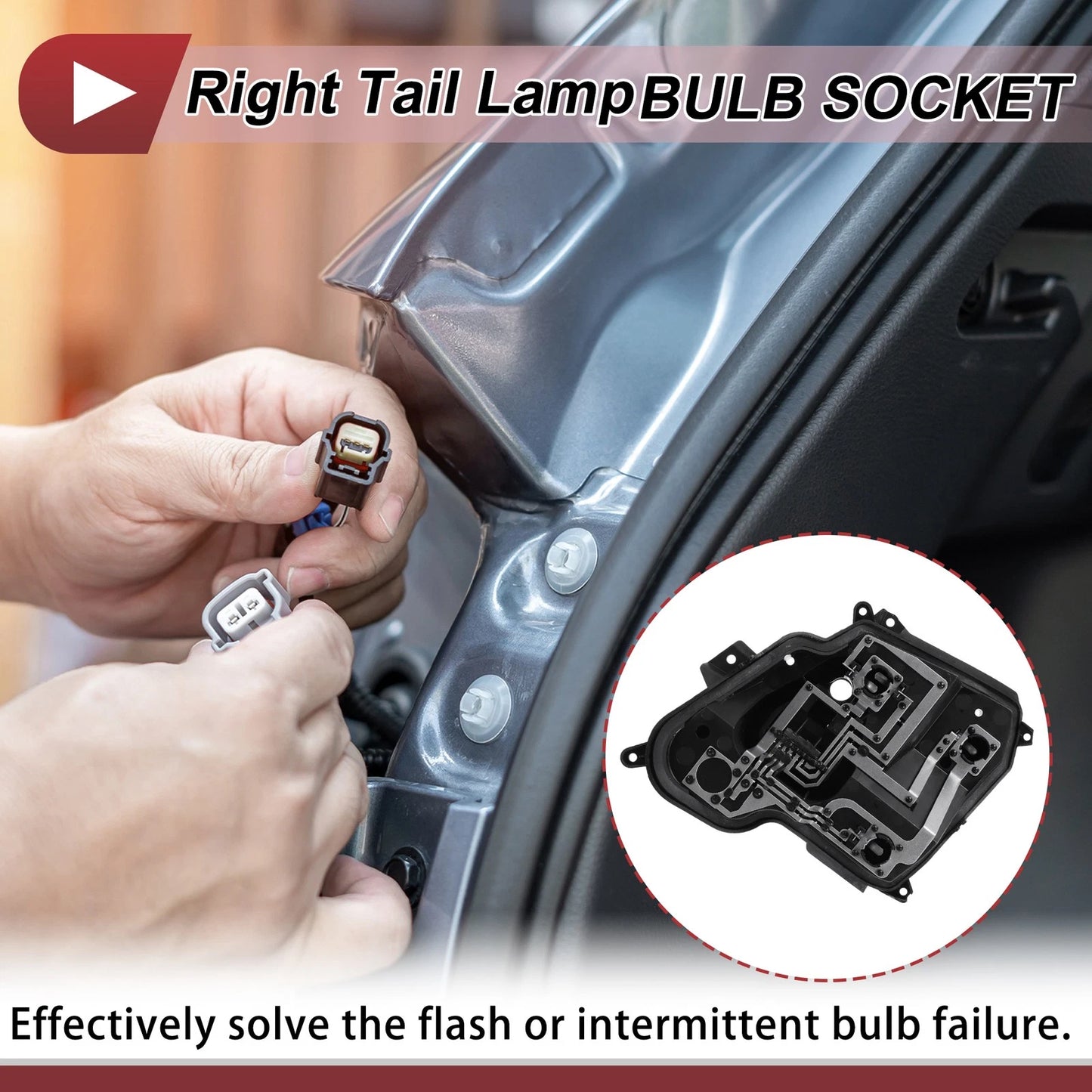 Right Tail Light Socket for Peugeot 301 M33 (2014–2016) Lamp Bulb Connector