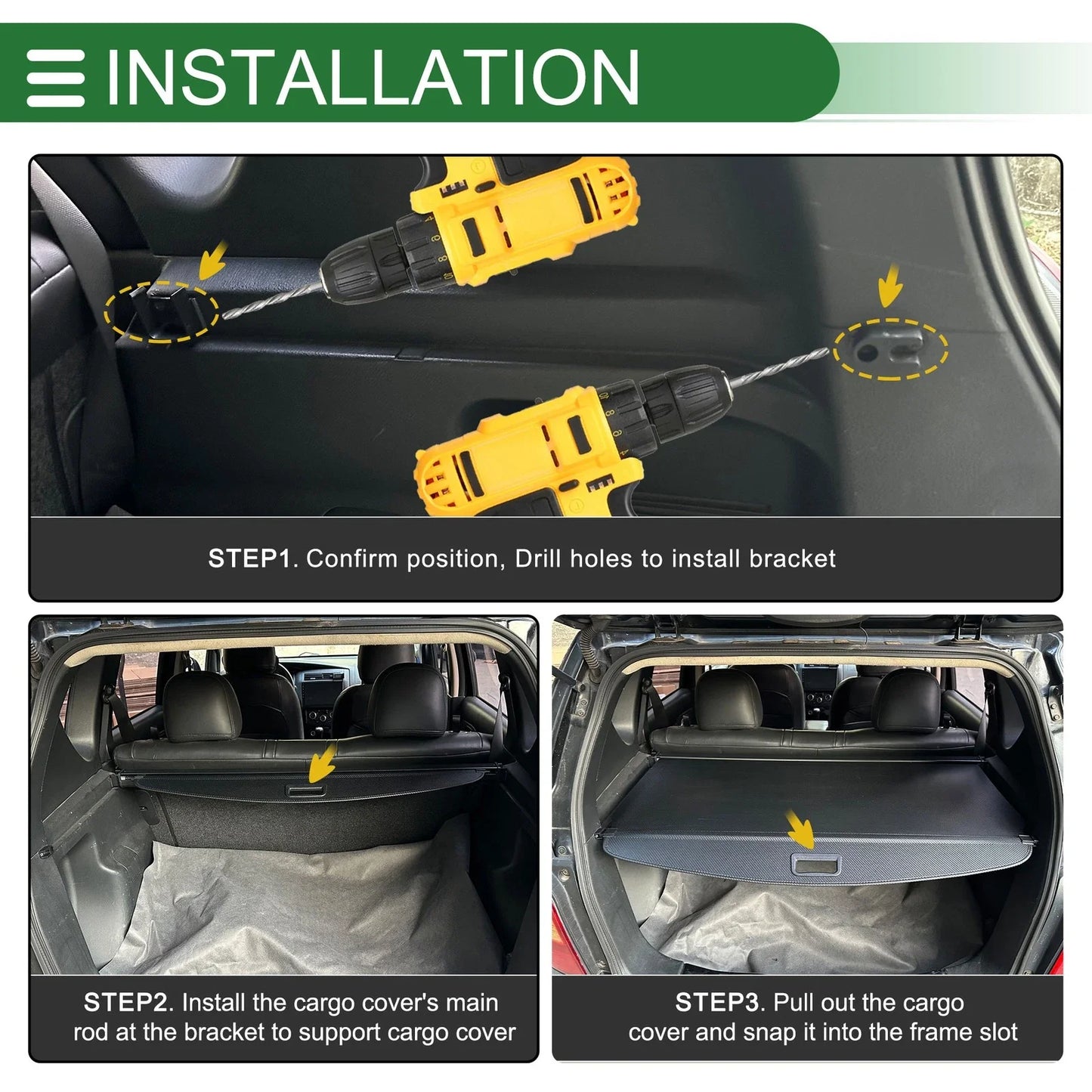 Retractable Cargo Cover for Lexus NX200t (2015-2017) Gloss Black