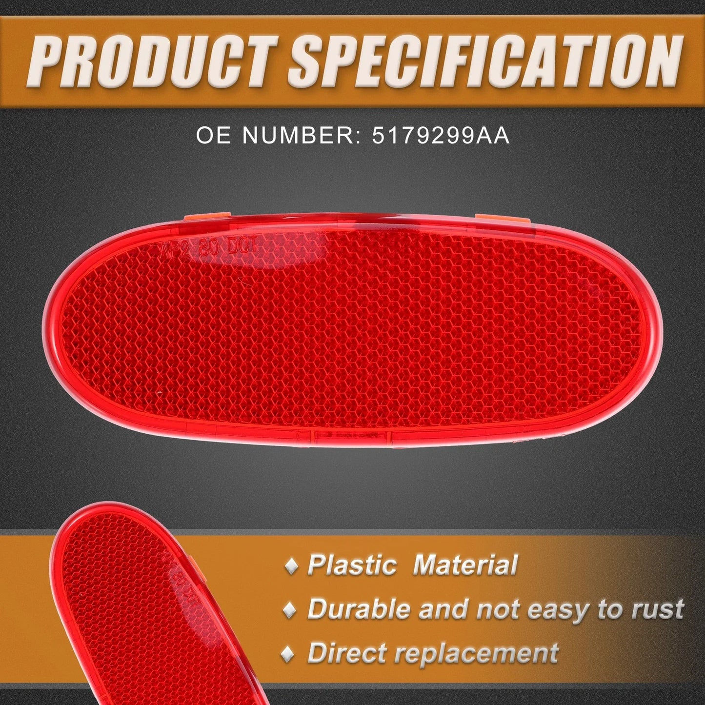Front Door Panel Reflector Light Cover for Dodge Ram 1500 (2019-2023)