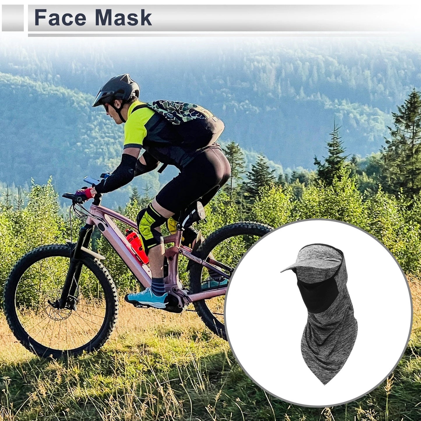 Half-Wrapped Triangular Scarf UV Face Shield Polyester Grey