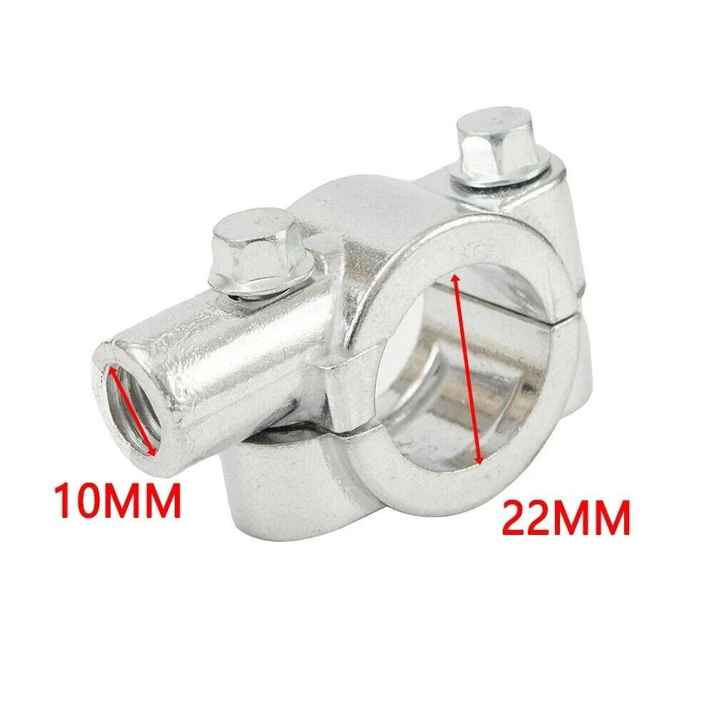 10mm Silver Handlebar Mirror Mount Clamp for Yamaha Honda Suzuki Kawasaki