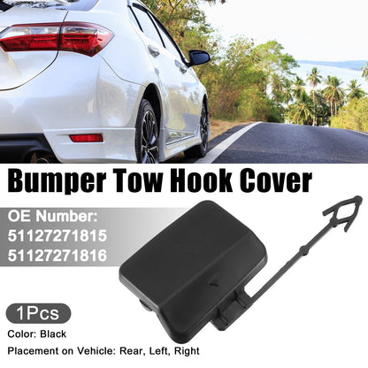 Pair Rear Left Right Bumper Tow Eye Hook Cap for BMW X5 Black