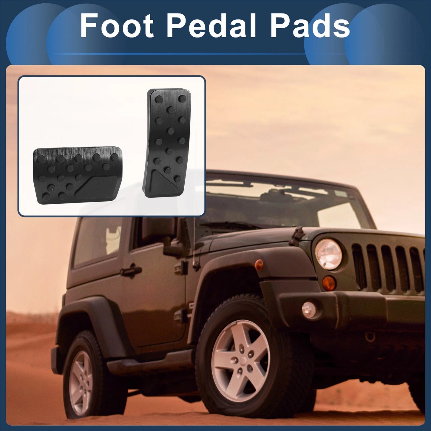 Set of 2 Automatic Foot Accelerator Pedal Covers for Jeep Wrangler (2018–2024) Black