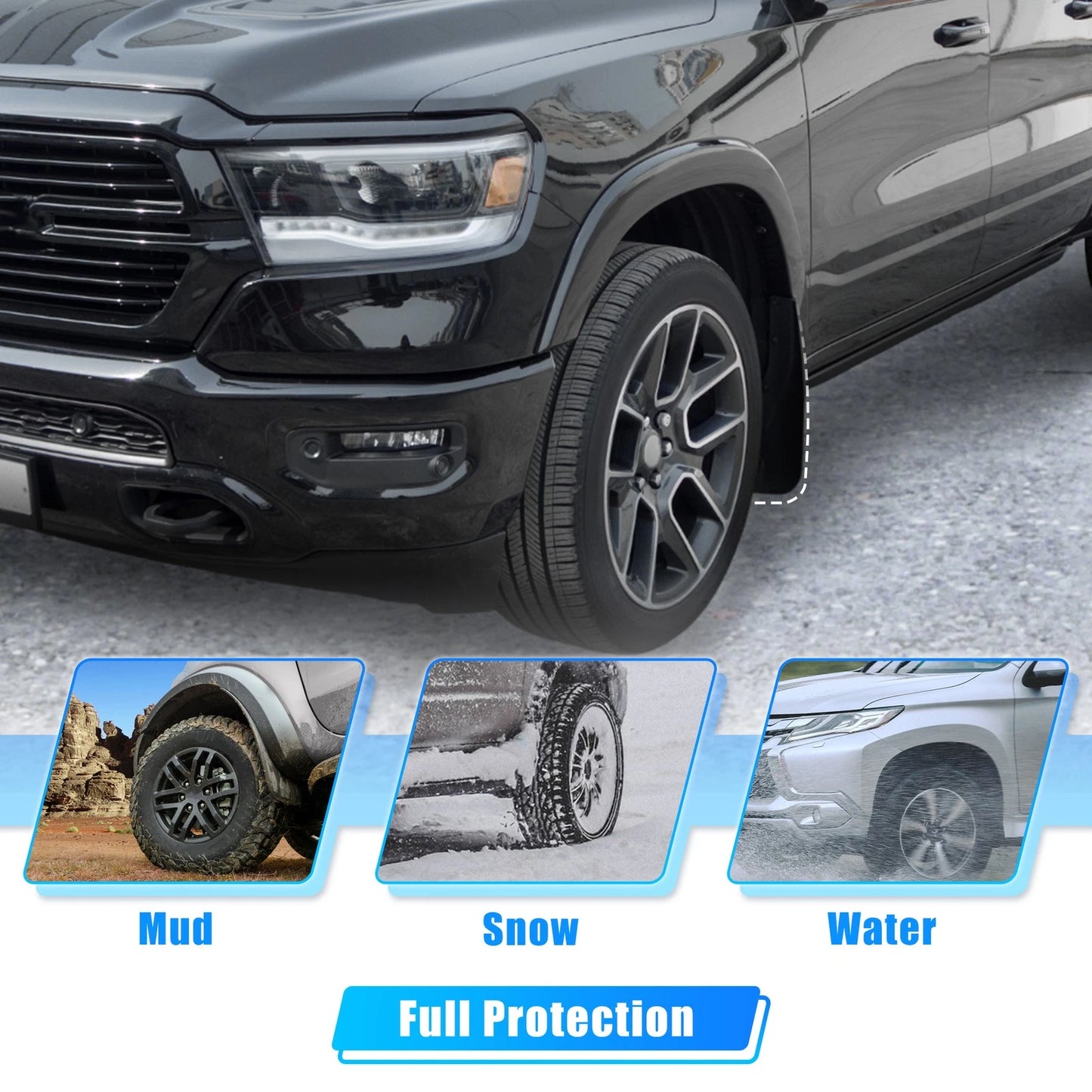 Set of 4 Mud Guards for Dodge Ram 2500 3500 (2010–2023)