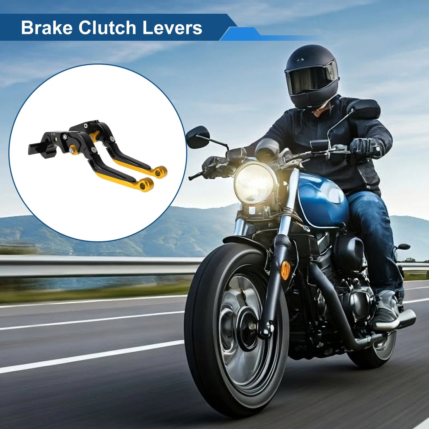 Adjustable Brake Clutch Lever for Kawasaki ZX14R (2006–2023) Black Gold Tone