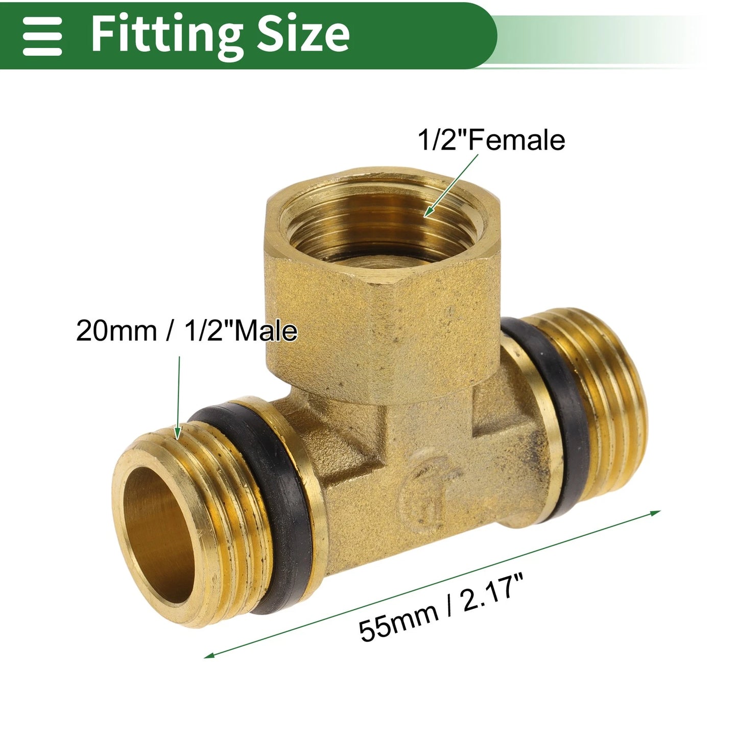 1/2" Male to 1/2" Female Union Tee with Gasket for Automotive Applications
