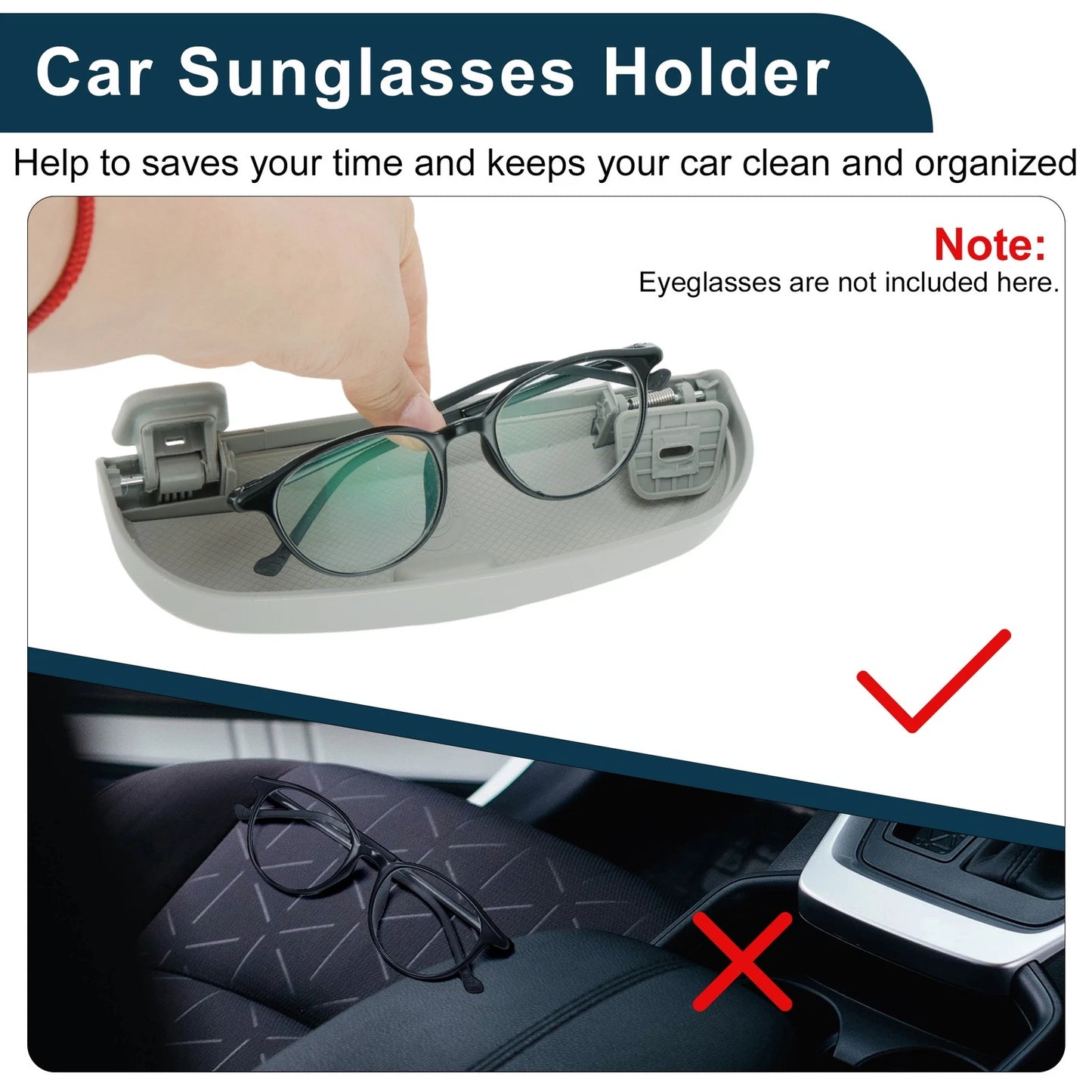 Sunglasses Case for Ford Puma MK2 (2020–2025) Eyeglasses Holder Grey