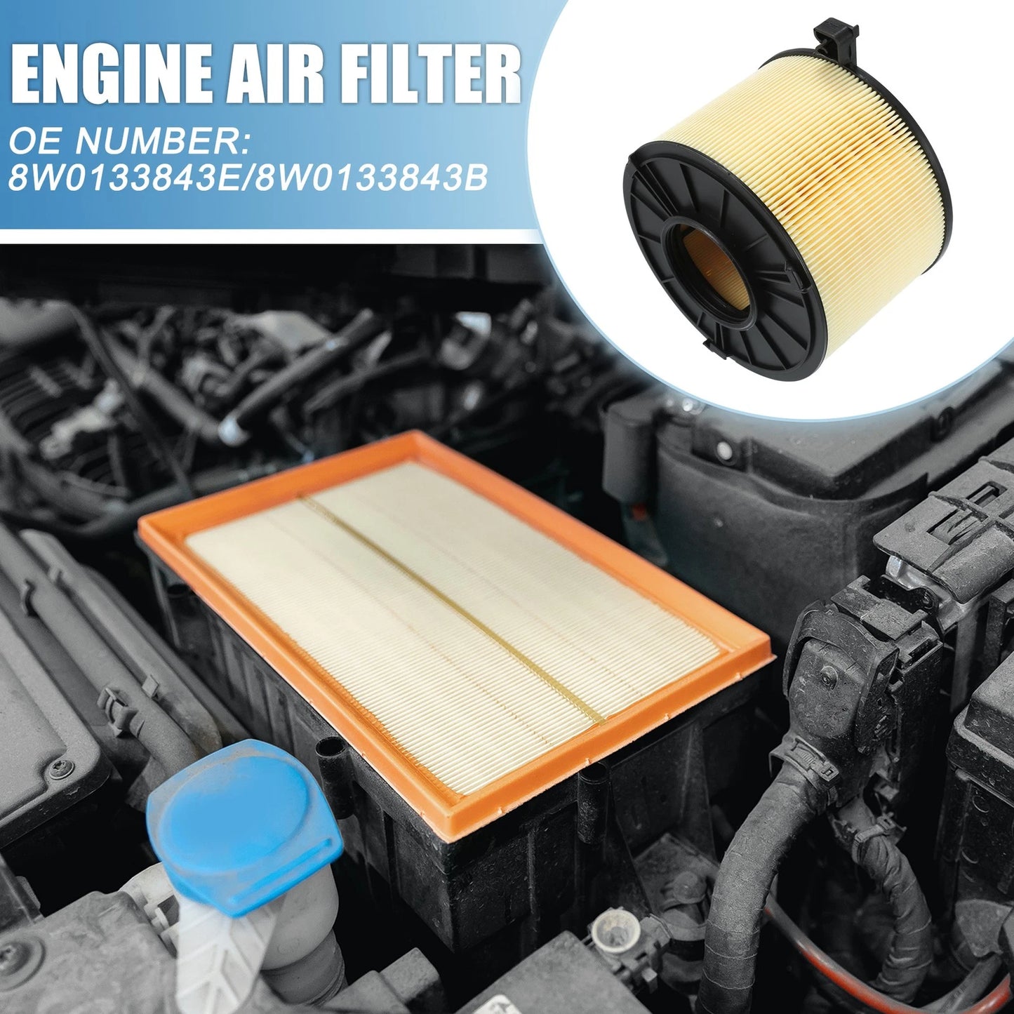 Engine Air Intake Filter No. 8W0133843E/8W0133843B for Audi A4 2.0L (2017–2020)