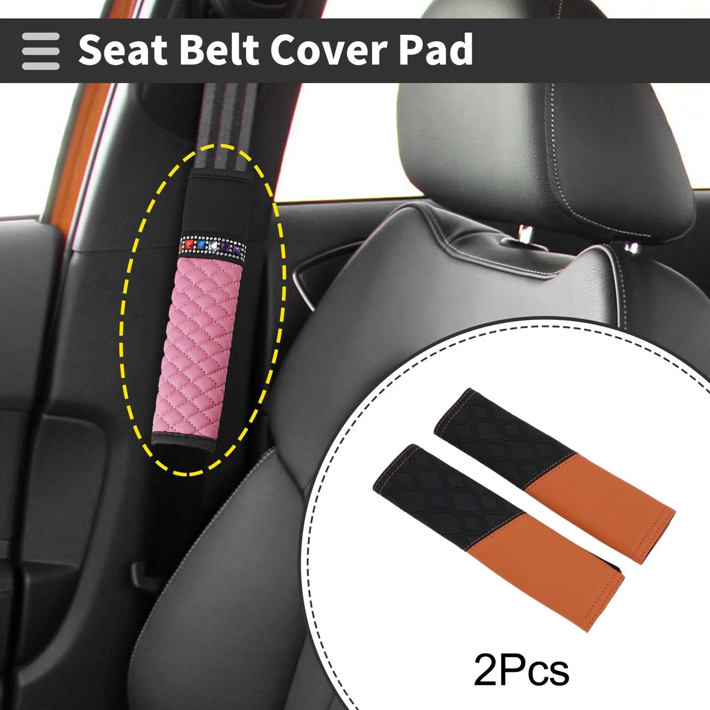 Set of 2 Carbon Fiber Leather Seat Belt Cover Pads for Universal Fit