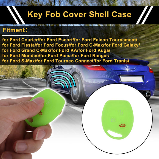 Light Blue Glow Car Key Case for Ford Courier (2010–2019) - 3 Buttons