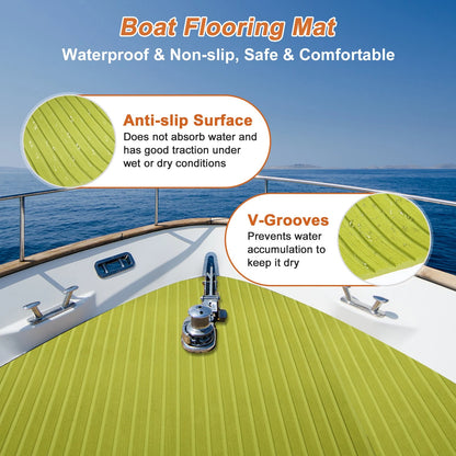 EVA Foam Boat Deck Flooring Strip 48"L x 16"W Peridot Green