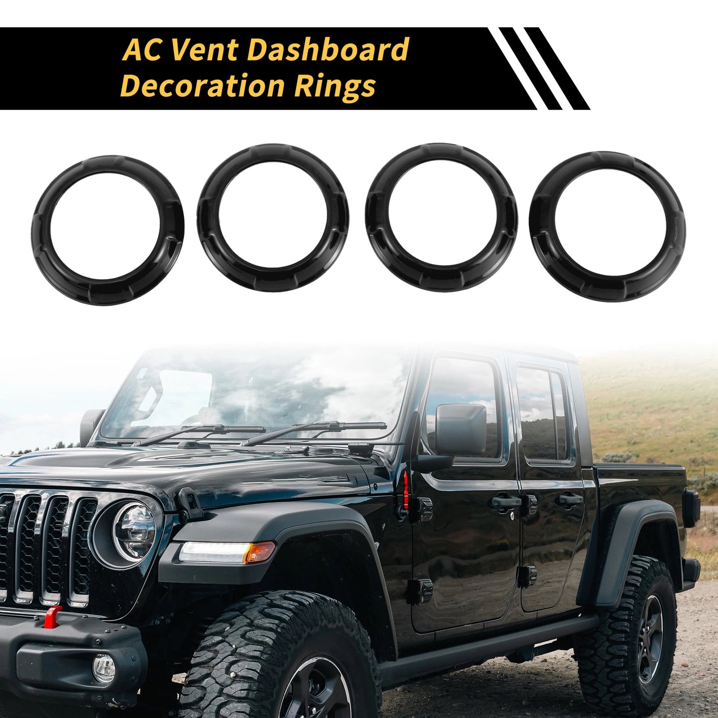 AC Vent Dashboard Decoration Rings for Jeep Wrangler JK JKU (2011–2017)