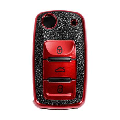 Red TPU Car Key Case for VW Up (2011–2023) - 3 Buttons