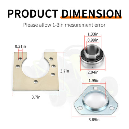 Go-Kart Live Axle Bearing Kit for Go-Kart Mini Bike (3-Hole)